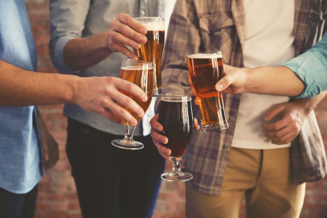 Friends toasting together. 