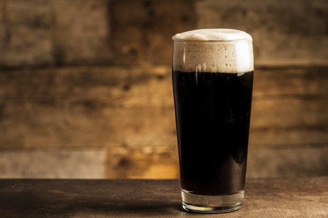 Dark beer on a counter top. 