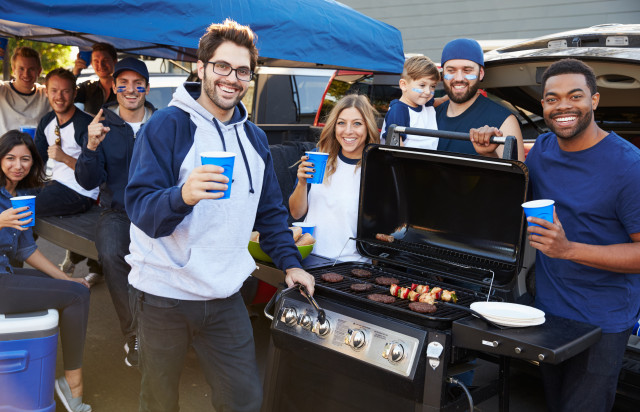 People at a tailgate party