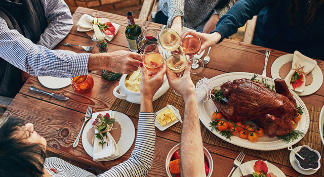 Cheers at the Thanksgiving table 