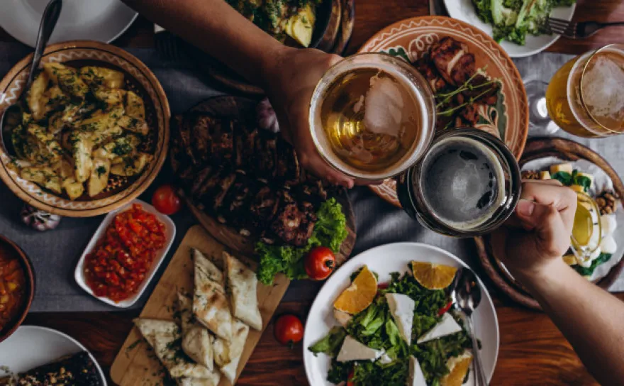 Thanksgiving food and beer