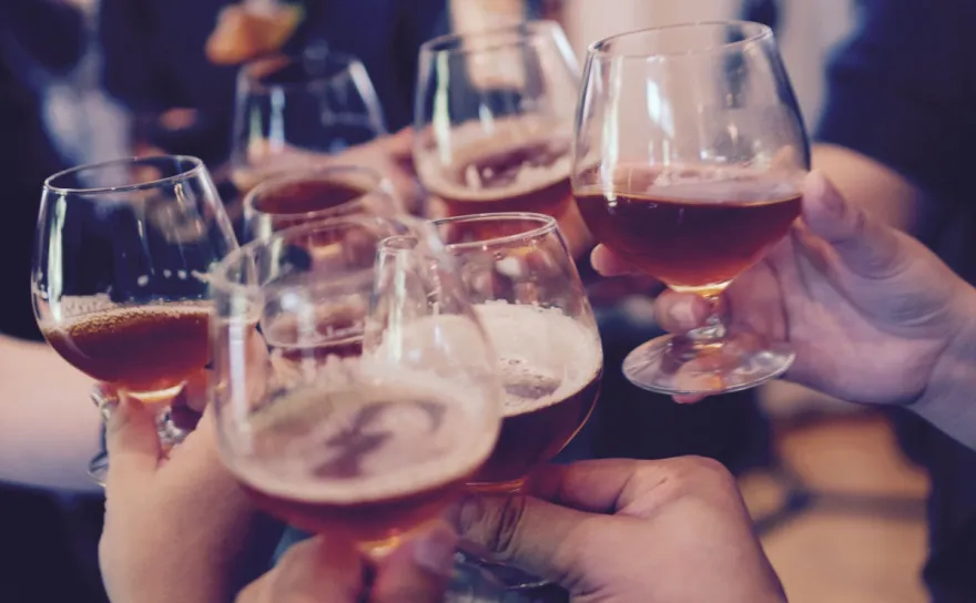 Toasting beer glasses