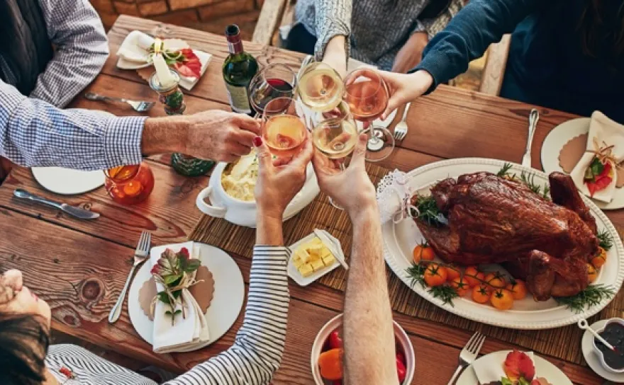 Cheers at the Thanksgiving table 
