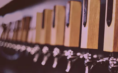 Line of beer taps