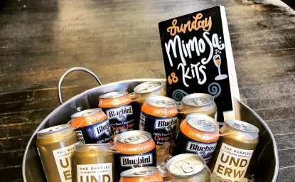 A bucket of mimosa supplies